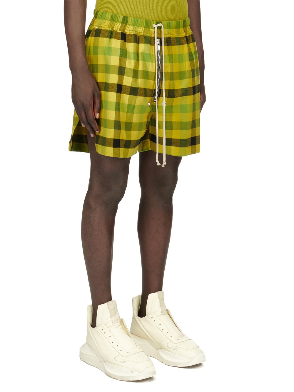 RICK OWENS FW23 LUXOR BELA BOXERS IN ACID COTTON PLAID