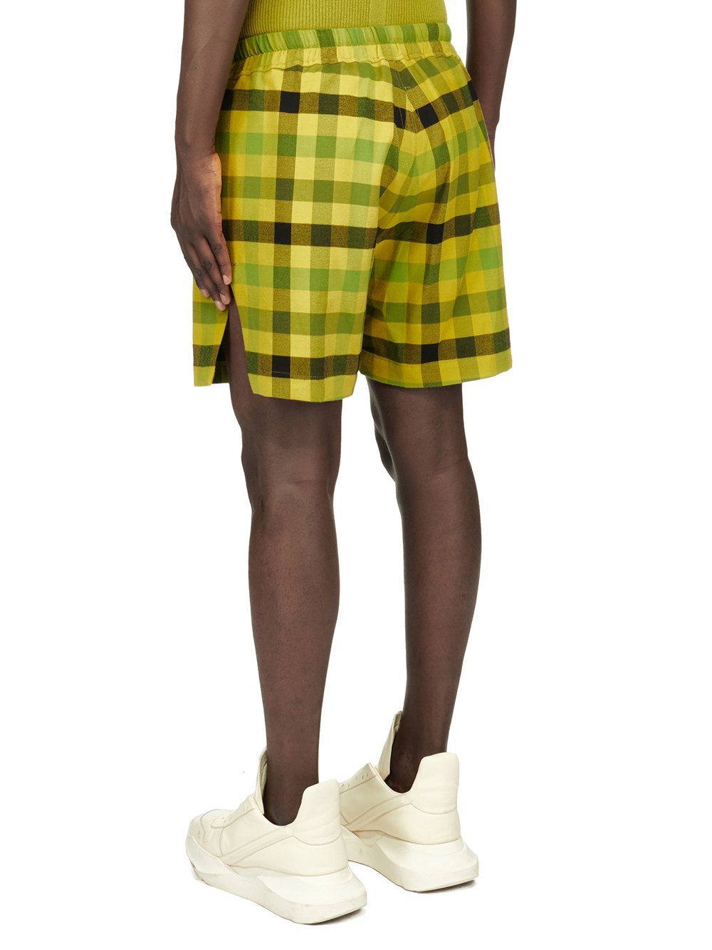 RICK OWENS FW23 LUXOR BELA BOXERS IN ACID COTTON PLAID