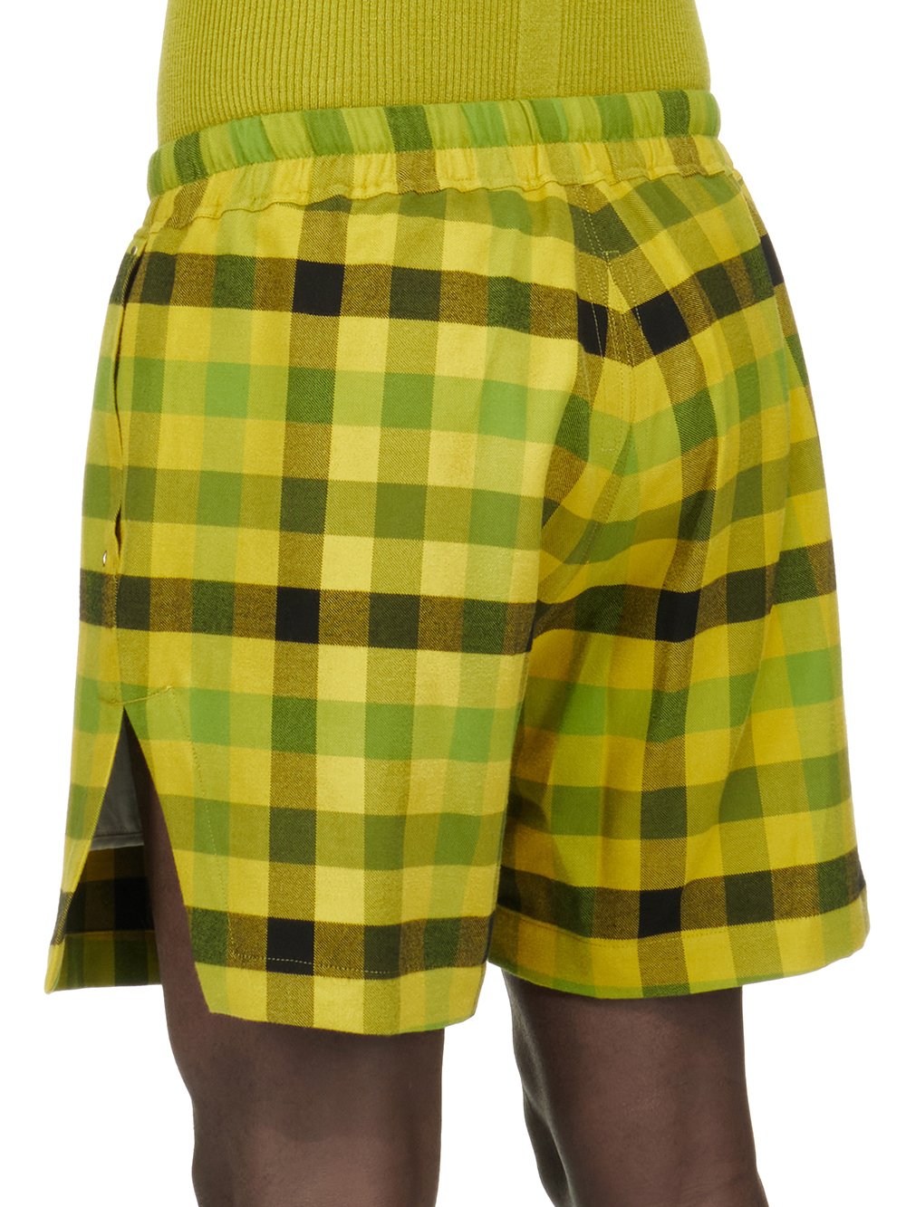 RICK OWENS FW23 LUXOR BELA BOXERS IN ACID COTTON PLAID