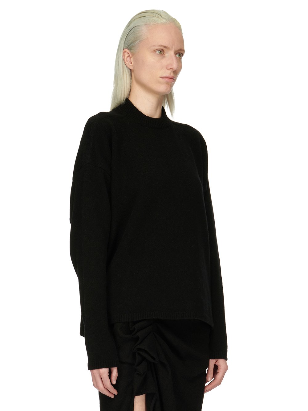 RICK OWENS FW23 LUXOR TOMMY LUPETTO IN BLACK RECYCLED CASHMERE KNIT