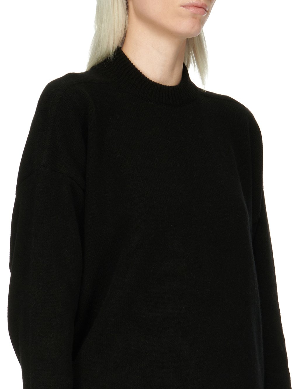 RICK OWENS FW23 LUXOR TOMMY LUPETTO IN BLACK RECYCLED CASHMERE KNIT