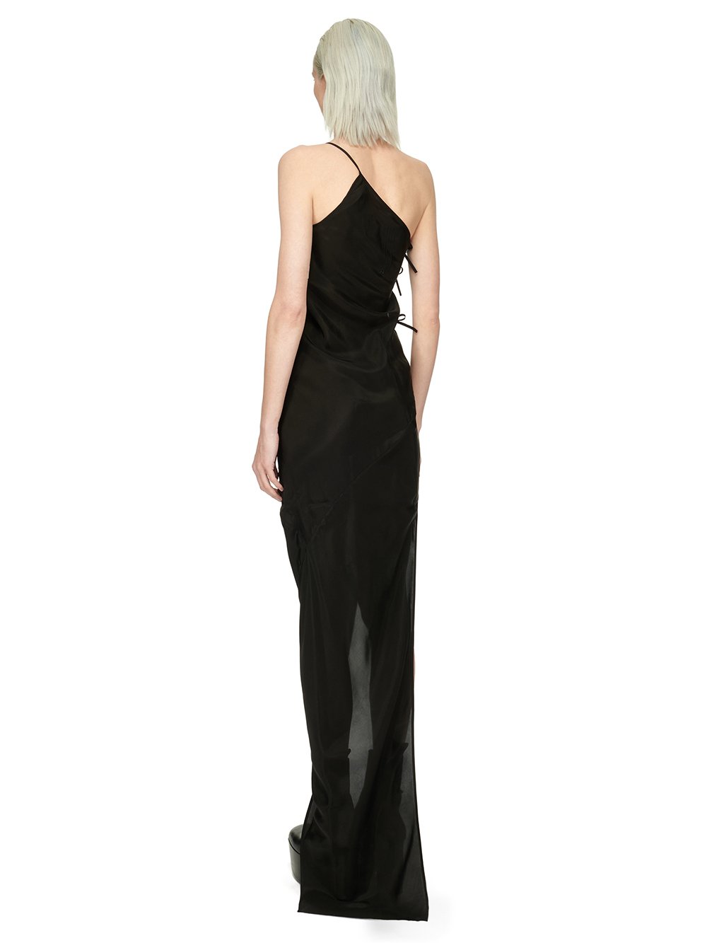 RICK OWENS FW23 LUXOR TACO GOWN IN BLACK CUPRO JAPONETTE