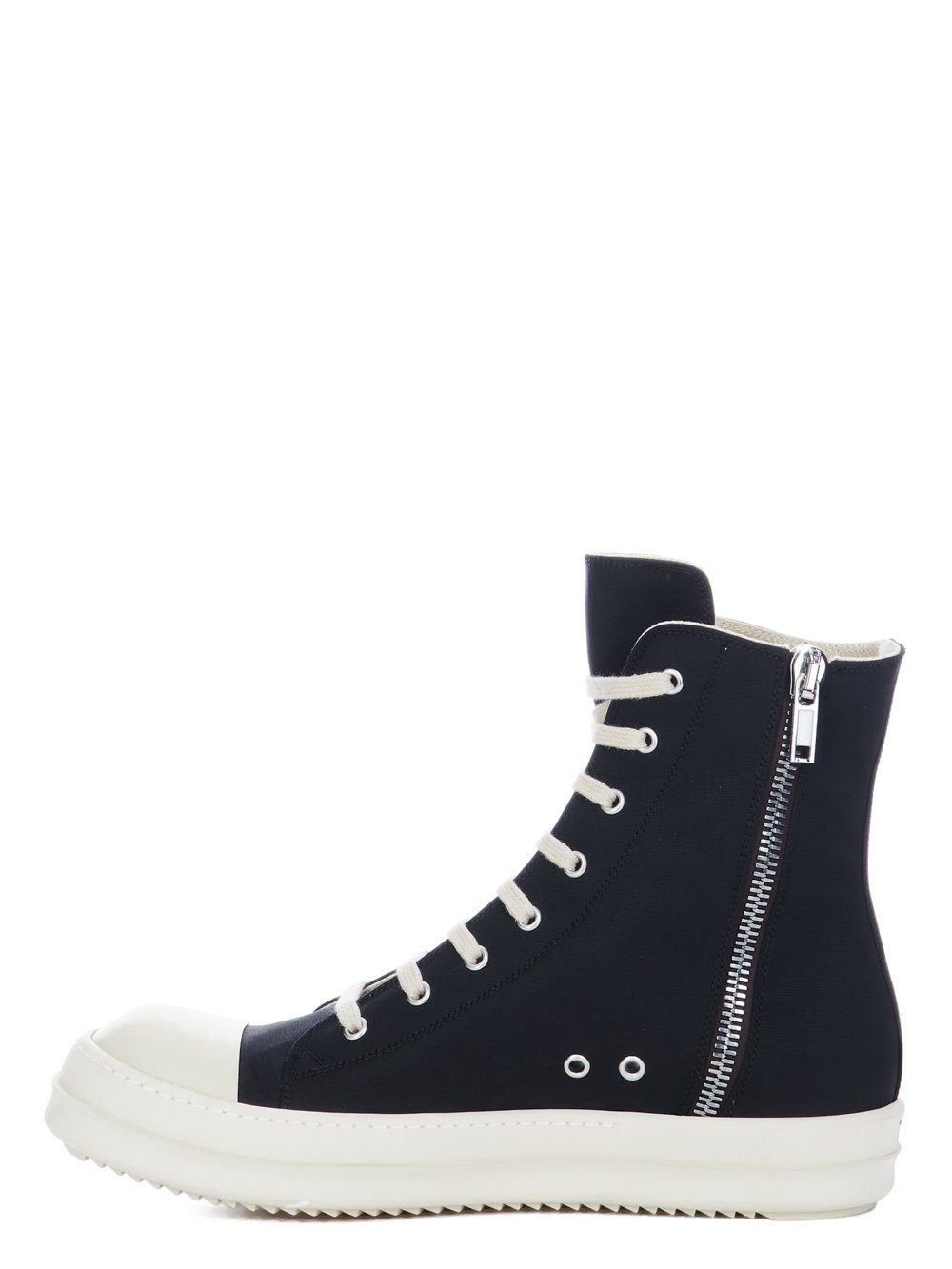 RICK OWENS FW23 LUXOR SNEAKS IN BLACK COTTON NYLON FAILLE