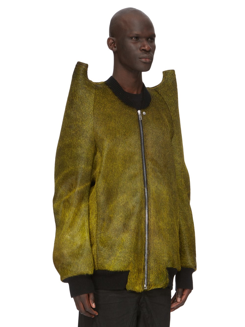 RICK OWENS FW23 LUXOR RUNWAY JUMBO TEC FLIGHT IN MELANGE UNSHAVED COW LEATHER