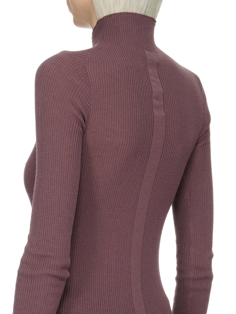 RICK OWENS FW23 LUXOR RIBBED LUPETTO IN AMETHYST PURPLE LIGHTWEIGHT RIBBED KNIT