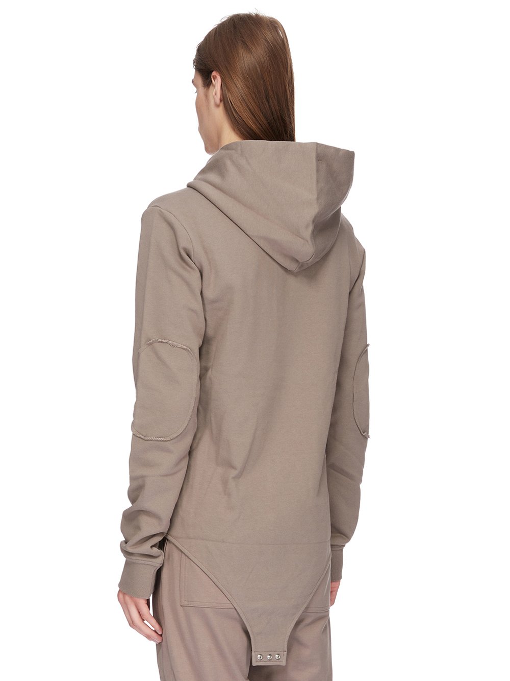 CHAMPION X RICK OWENS HOODED BODY IN DUST GREY COMPACT COTTON FELPA