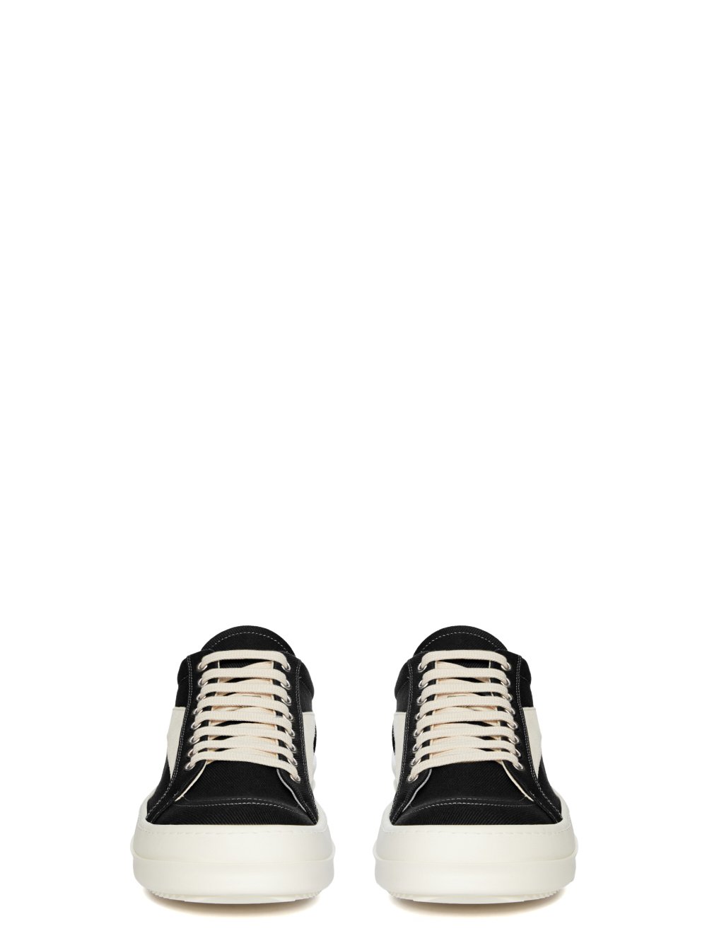 DRKSHDW FW23 LUXOR VINTAGE SNEAKS IN BLACK AND MILK 13OZ OVERDYED DENIM