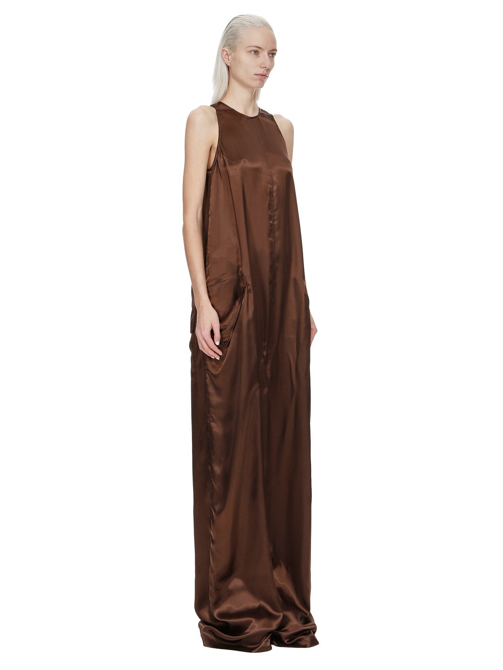 RICK OWENS FW23 LUXOR WALRUS SL BODYBAG IN BROWN CUPRO SATIN