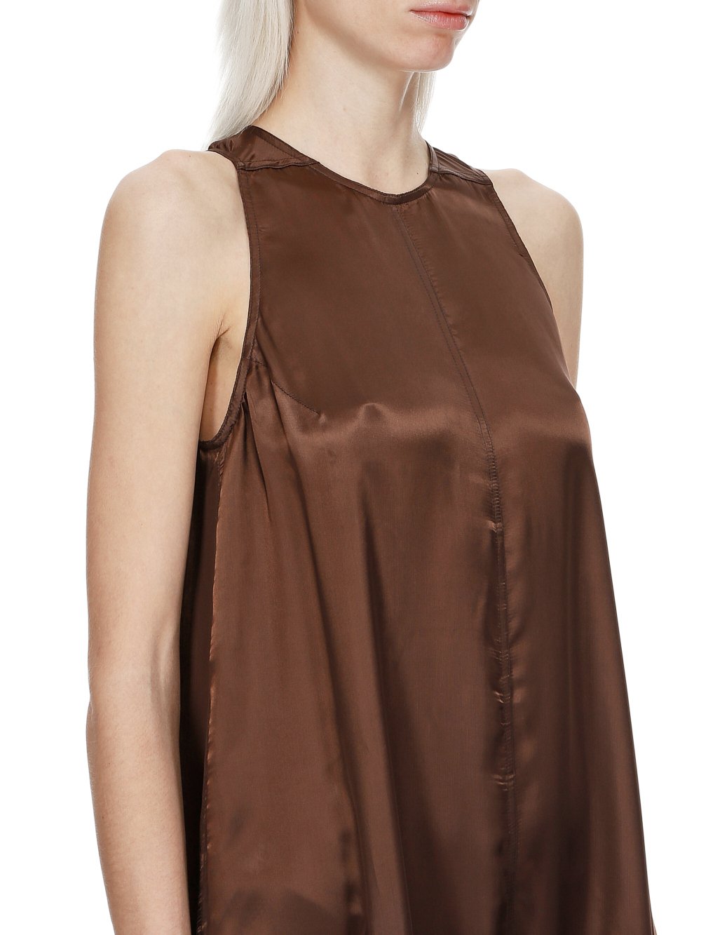 RICK OWENS FW23 LUXOR WALRUS SL BODYBAG IN BROWN CUPRO SATIN