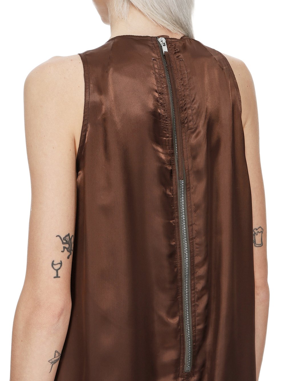 RICK OWENS FW23 LUXOR WALRUS SL BODYBAG IN BROWN CUPRO SATIN