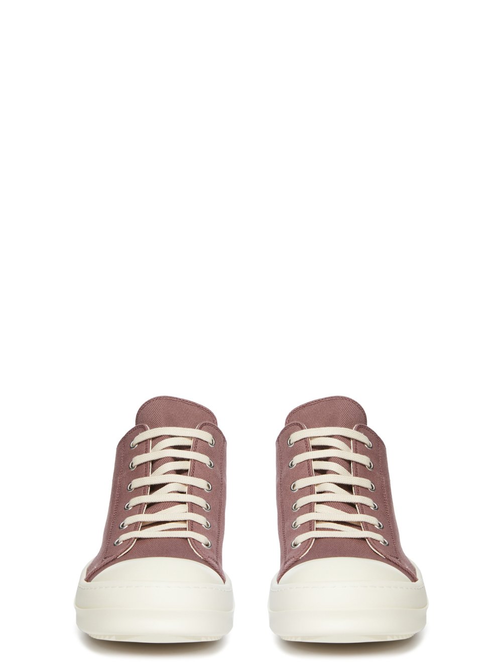 DRKSHDW FW23 LUXOR LOW SNEAKS IN MAUVE AND MILK 13OZ OVERDYED DENIM