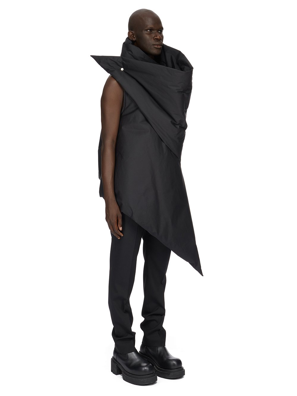 RICK OWENS FW23 LUXOR GLEAM VEST IN  BLACKHEAVY COTTON POPLIN