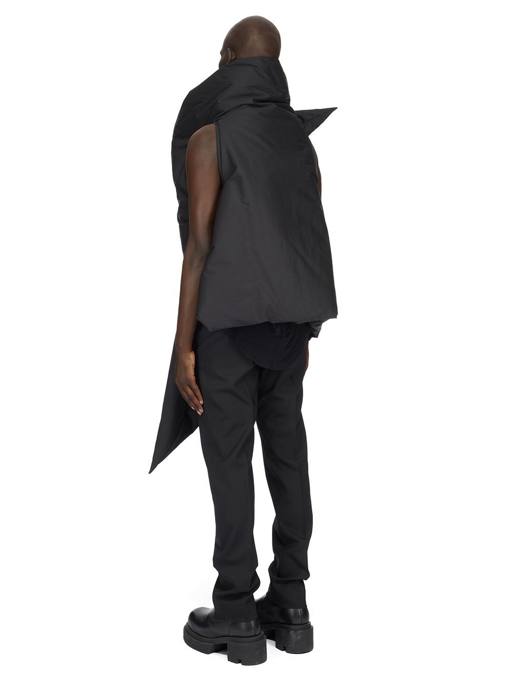 RICK OWENS FW23 LUXOR GLEAM VEST IN  BLACKHEAVY COTTON POPLIN