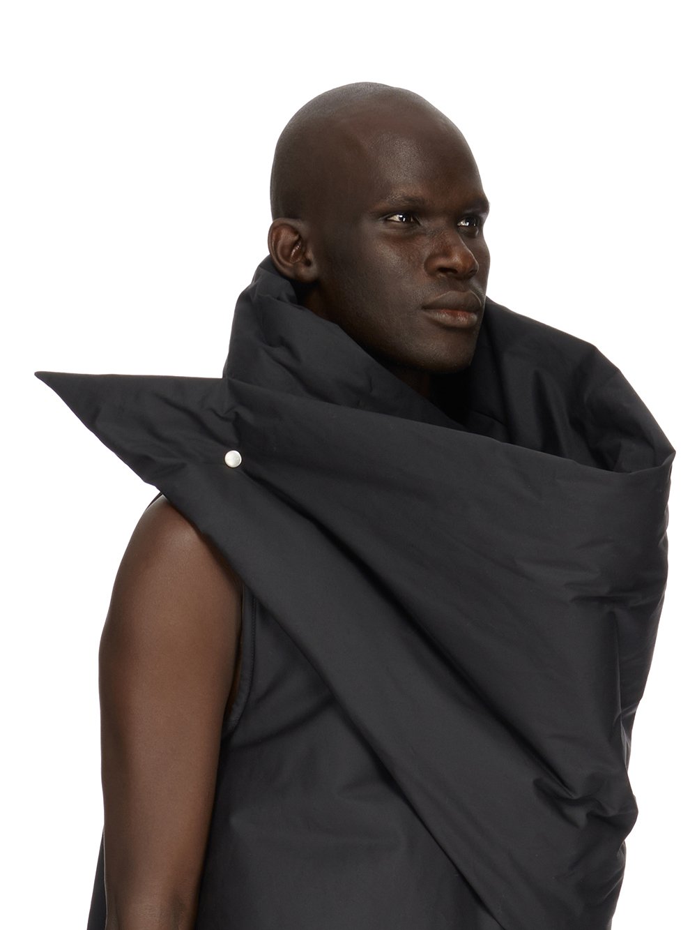 RICK OWENS FW23 LUXOR GLEAM VEST IN  BLACKHEAVY COTTON POPLIN