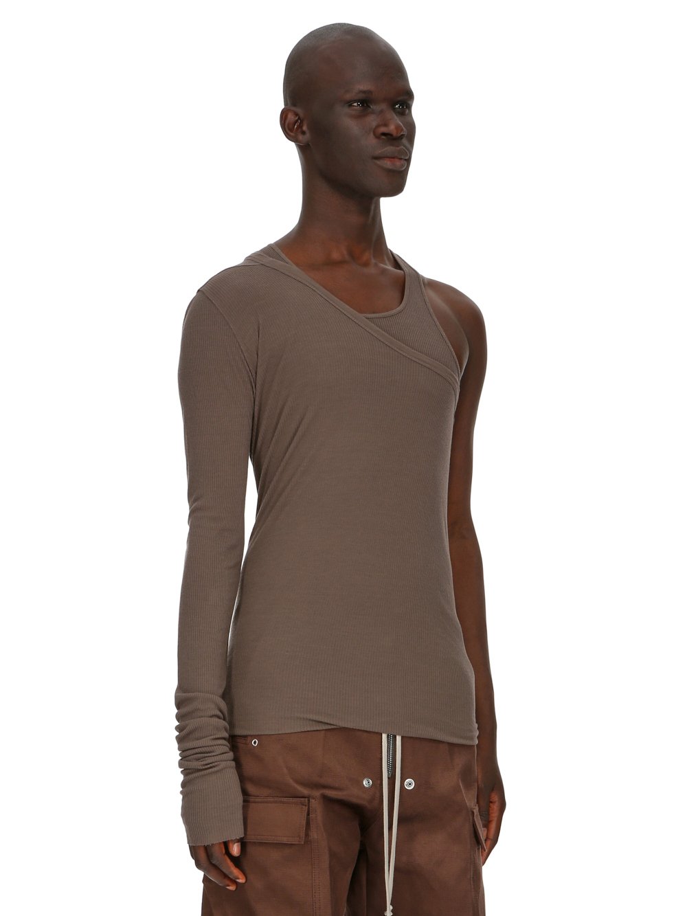 RICK OWENS FW23 LUXOR ZIGGY BANANA TANK IN DUST GREY VISCOSE SILK RIB JERSEY