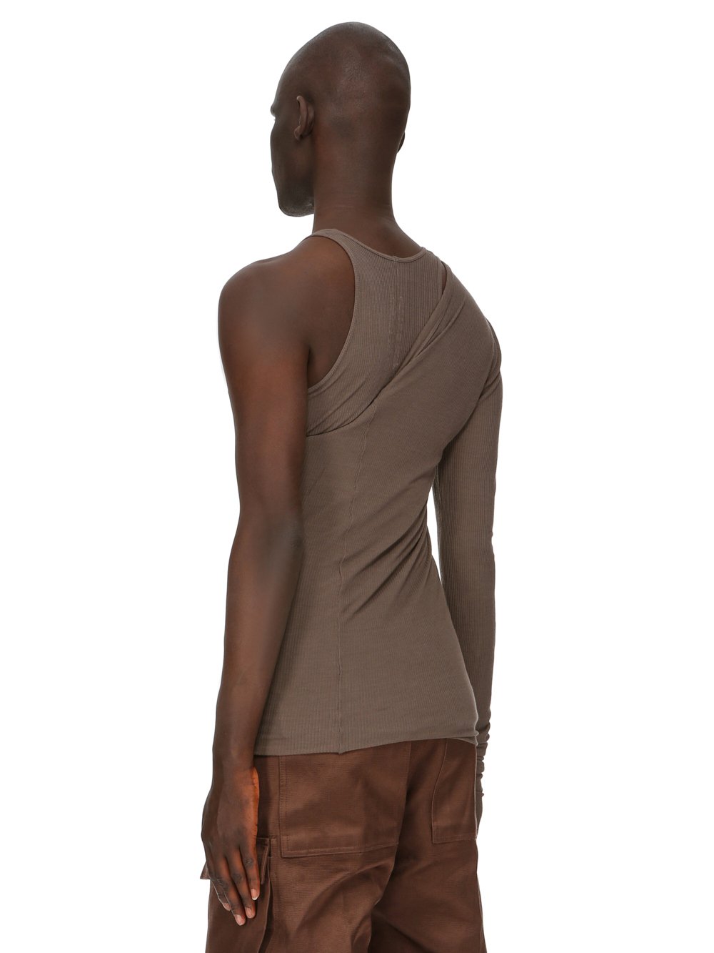 RICK OWENS FW23 LUXOR ZIGGY BANANA TANK IN DUST GREY VISCOSE SILK RIB JERSEY