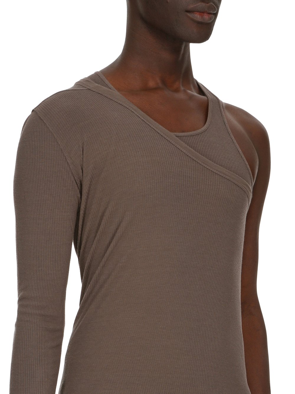 RICK OWENS FW23 LUXOR ZIGGY BANANA TANK IN DUST GREY VISCOSE SILK RIB JERSEY