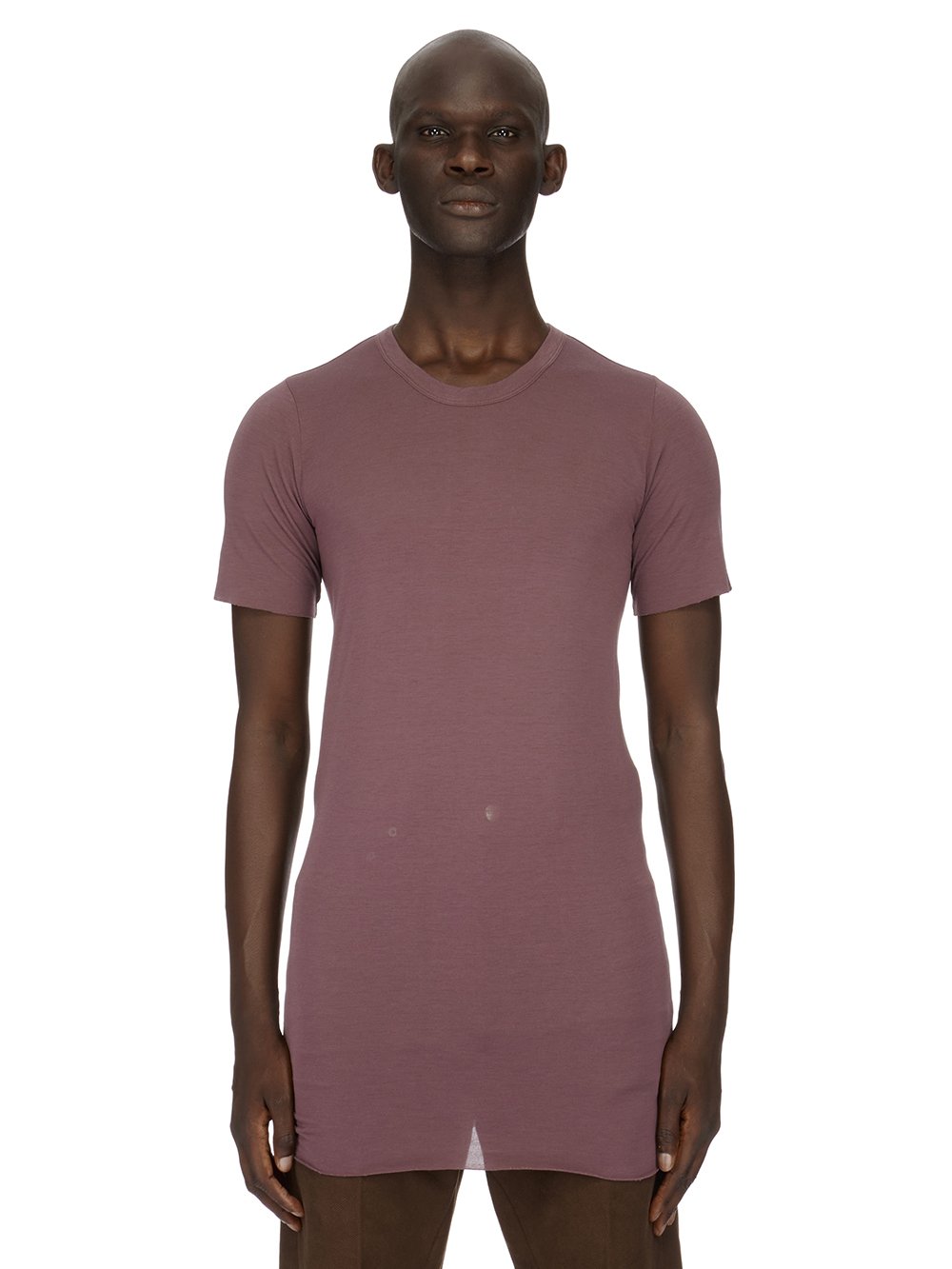 RICK OWENS FW23 LUXOR BASIC SS T IN AMETHYST PURPLE VISCOSE SILK JERSEY