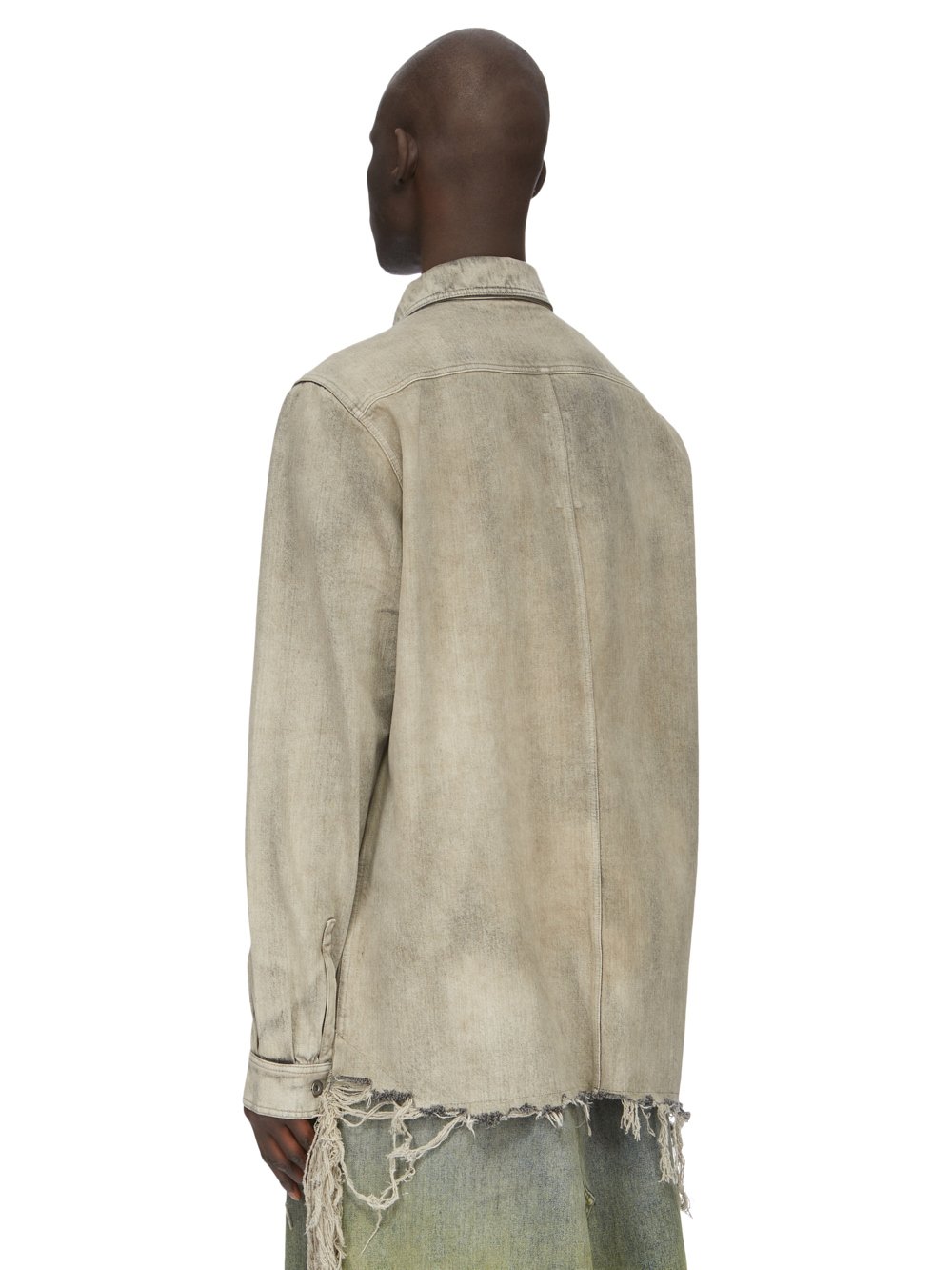 RICK OWENS FW23 LUXOR OUTERSHIRT IN 13OZ MINERAL PEARL DENIM