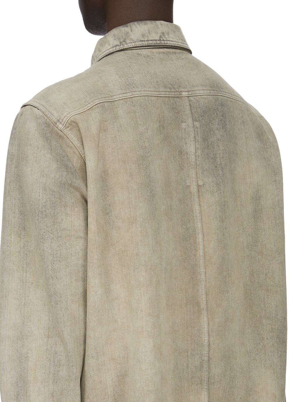 RICK OWENS FW23 LUXOR OUTERSHIRT IN 13OZ MINERAL PEARL DENIM