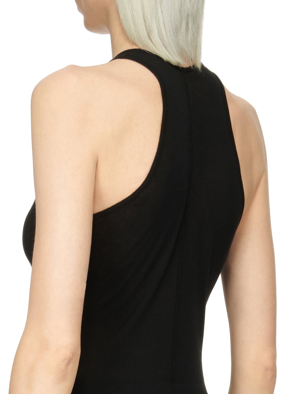 RICK OWENS FOREVER BASIC RIB TANK IN BLACK MINI RIB JERSEY