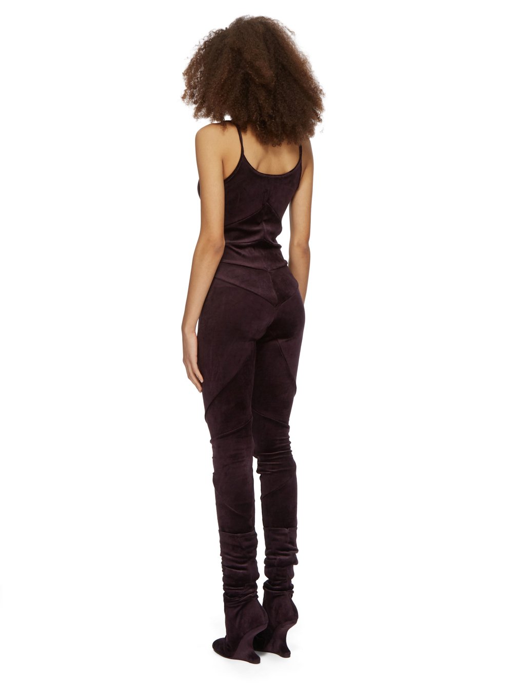 RICK OWENS LILIES FW23 LUXOR ZEPHYR BODYSUIT IN DEEP PURPLE VELVET JERSEY