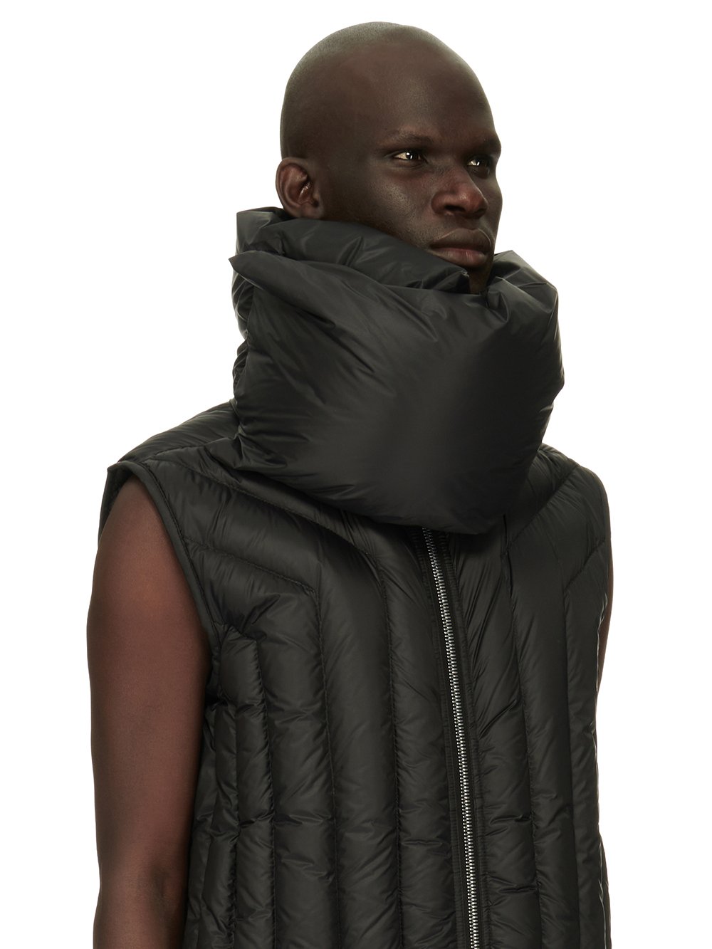 RICK OWENS FW23 LUXOR VEST LINER IN BLACK RECYCLED NYLON