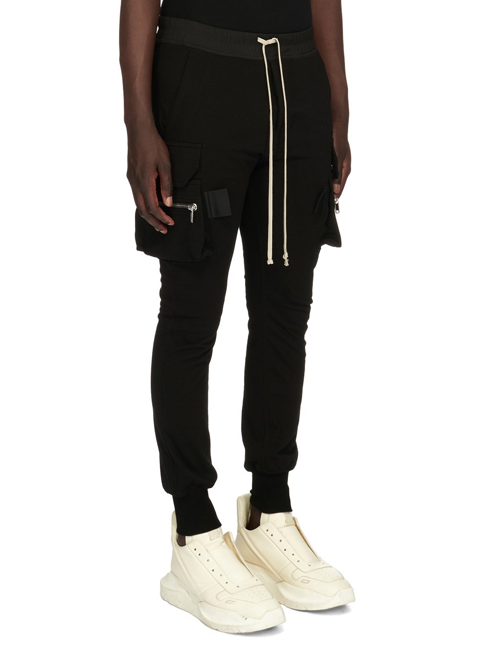 RICK OWENS FW23 LUXOR MASTODON CARGO IN  BLACK HEAVY JERSEY