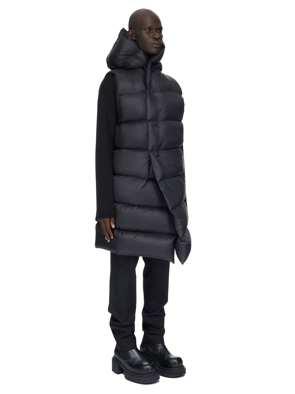 RICK OWENS FW23 LUXOR HOODED LINER IN BLACK RECYCLED NYLON