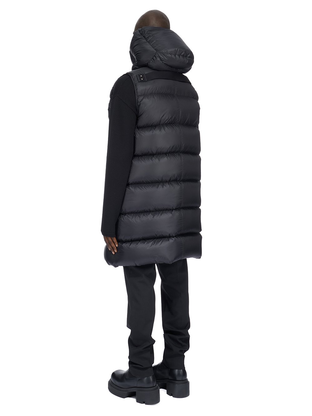 RICK OWENS FW23 LUXOR HOODED LINER IN BLACK RECYCLED NYLON