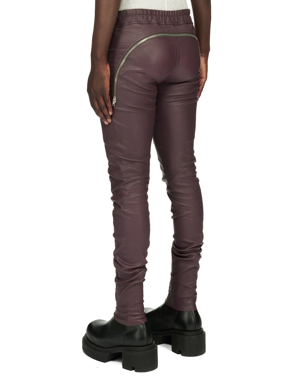 RICK OWENS FW23 LUXOR TIGHT GARY PANTS IN AMETHYST PURPLE STRETCH LAMB LEATHER