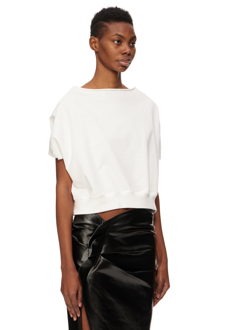 RICK OWENS FW23 LUXOR DAGGER TOP IN MILK COMPACT HEAVY COTTON JERSEY