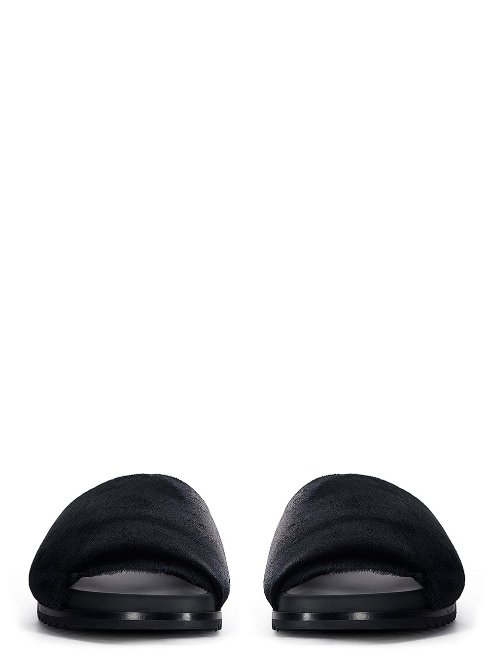 RICK OWENS FW23 LUXOR SLIDE GRANOLAS IN BLACK SOFT PONY