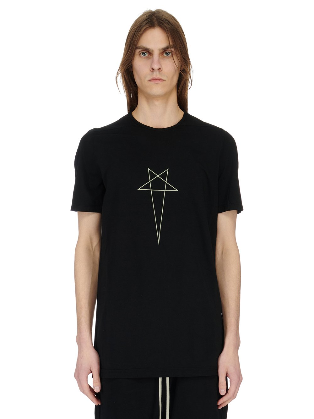 RICK OWENS FW23 LUXOR LEVEL T IN BLACK AND PEARL MEDIUM WEIGHT COTTON JERSEY 