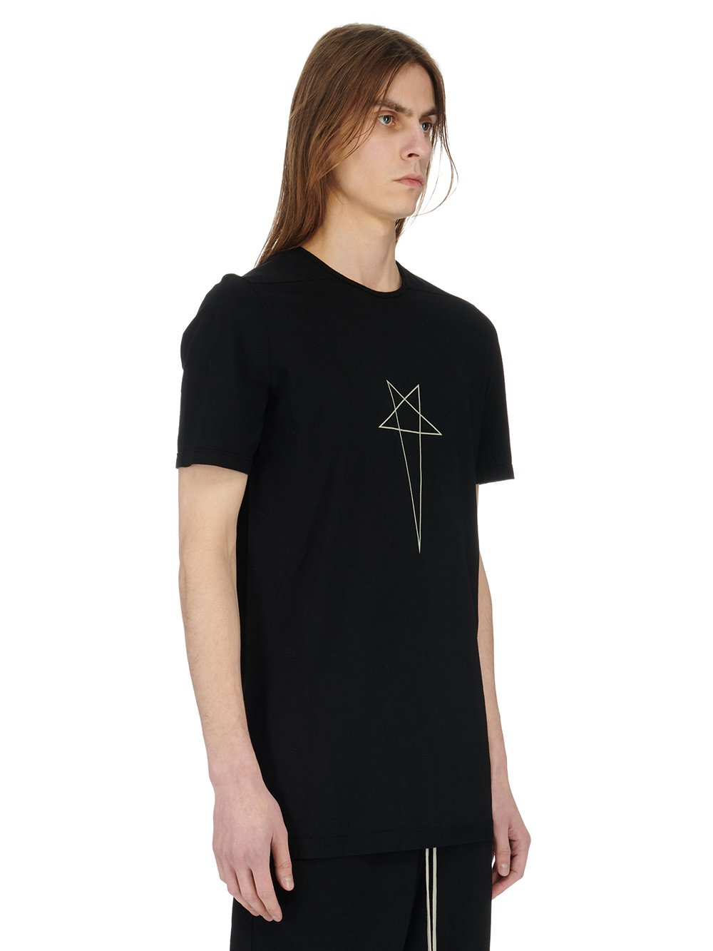 RICK OWENS FW23 LUXOR LEVEL T IN BLACK AND PEARL MEDIUM WEIGHT COTTON JERSEY 