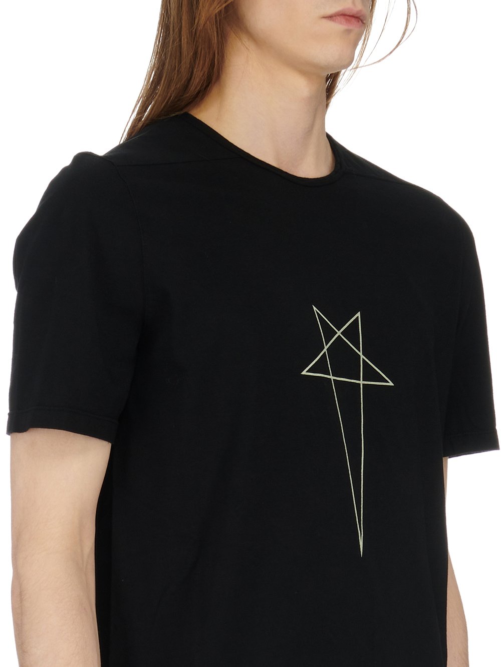 RICK OWENS FW23 LUXOR LEVEL T IN BLACK AND PEARL MEDIUM WEIGHT COTTON JERSEY 