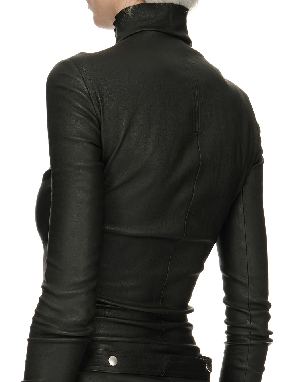 RICK OWENS FW23 LUXOR TIGHT GARY FLGHTSUIT IN BLACK STRETCH LAMB LEATHER