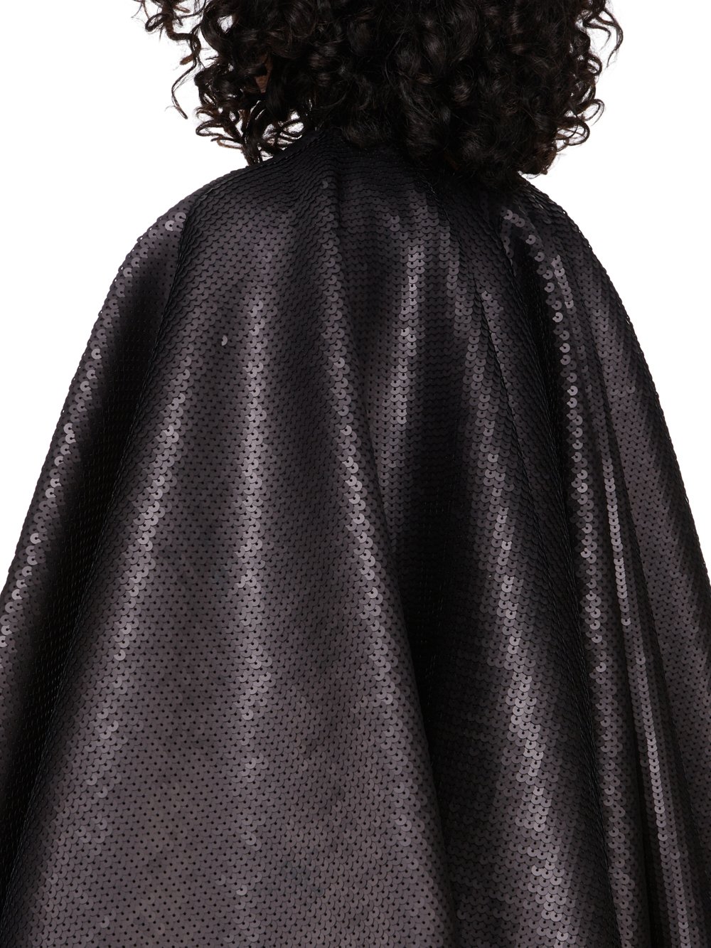 RICK OWENS FW23 LUXOR RUNWAY CIRCLE CAPE IN BLACK SEQUIN EMBROIDERED BOILED WOOL