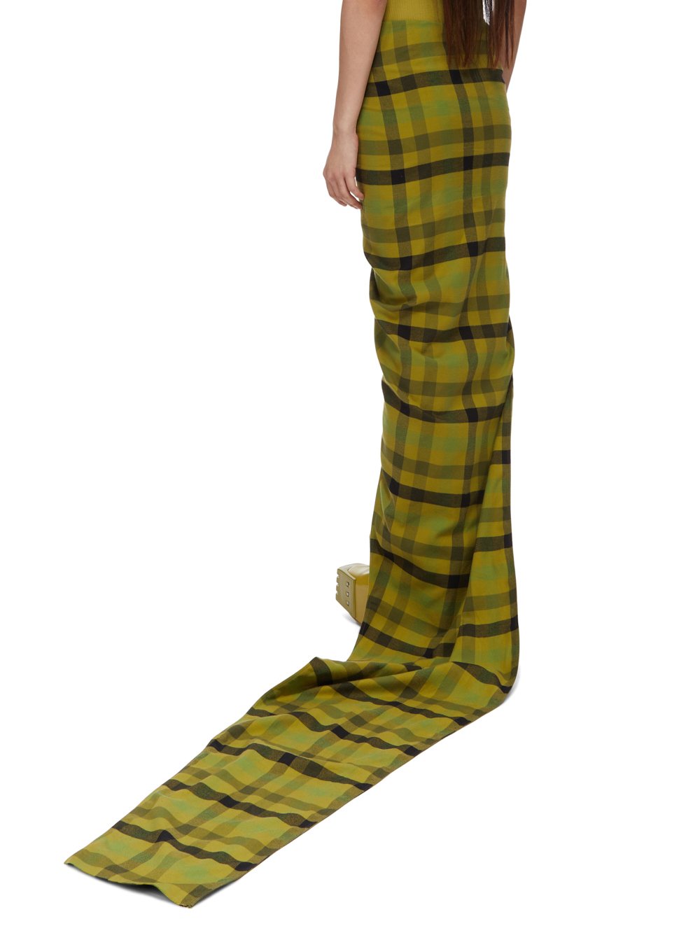 RICK OWENS FW23 LUXOR WOVEN EDFU SKIRT IN ACID COTTON PLAID