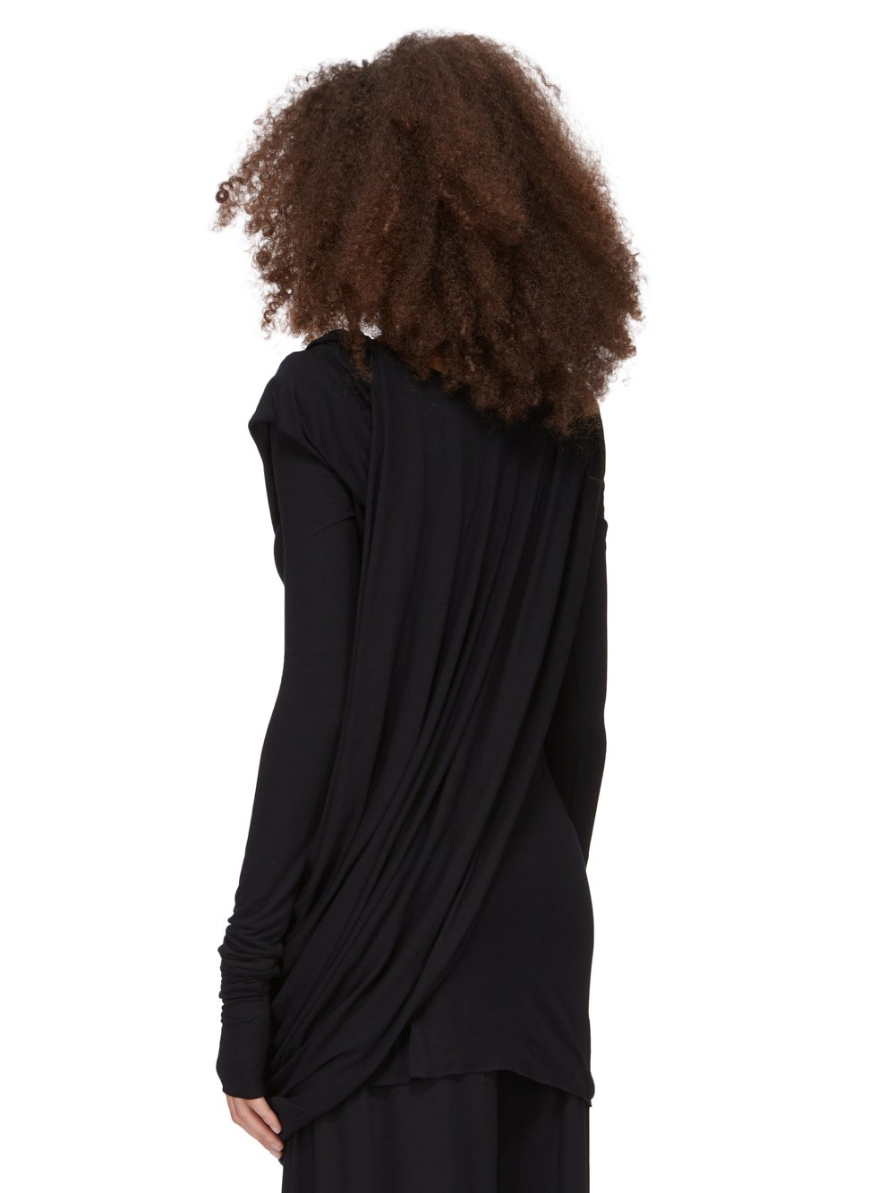 RICK OWENS LILIES FW23 LUXOR BRANCH TOP IN BLACK FLUID VISCOSE JERSEY