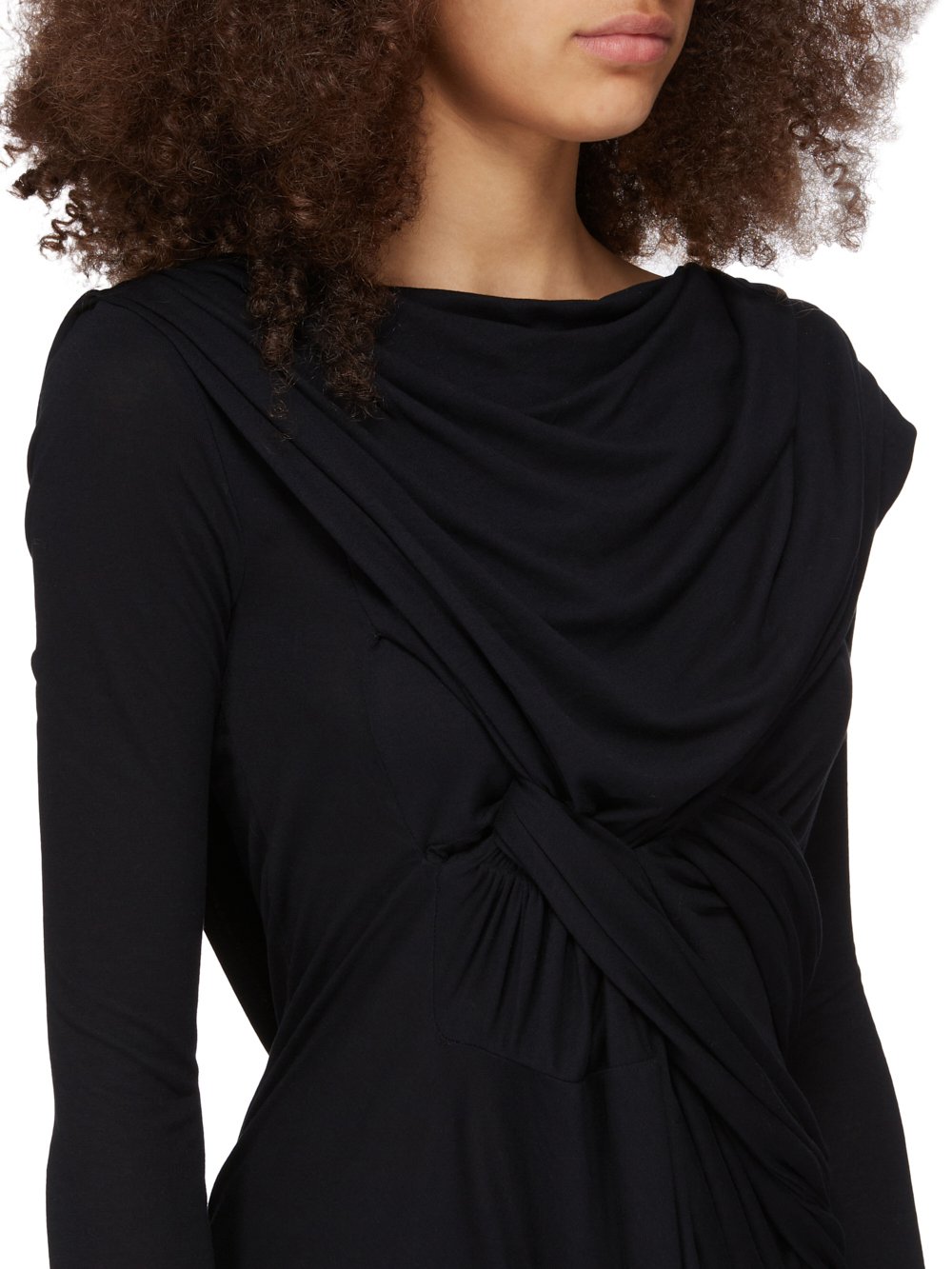 RICK OWENS LILIES FW23 LUXOR BRANCH TOP IN BLACK FLUID VISCOSE JERSEY