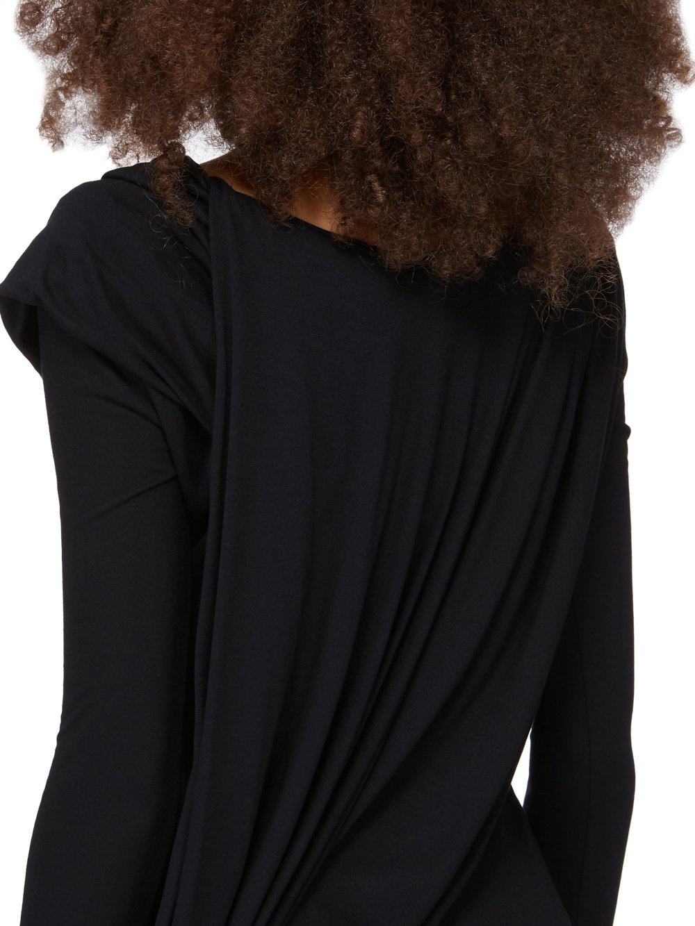 RICK OWENS LILIES FW23 LUXOR BRANCH TOP IN BLACK FLUID VISCOSE JERSEY