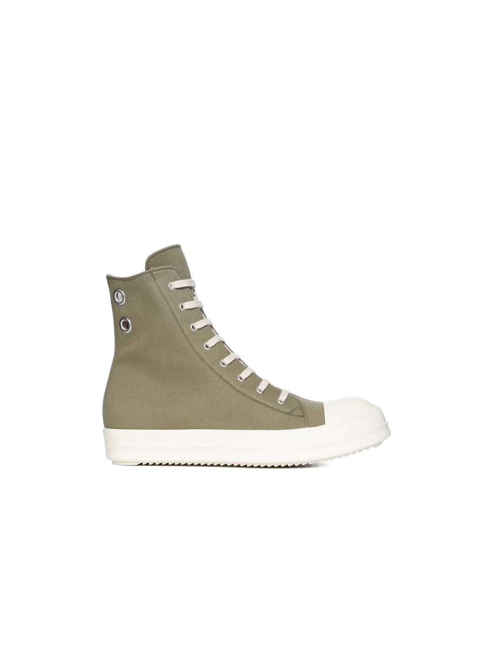 DRKSHDW FW23 LUXOR SNEAKS IN PALE GREEN AND MILK 13OZ OVERDYED DENIM