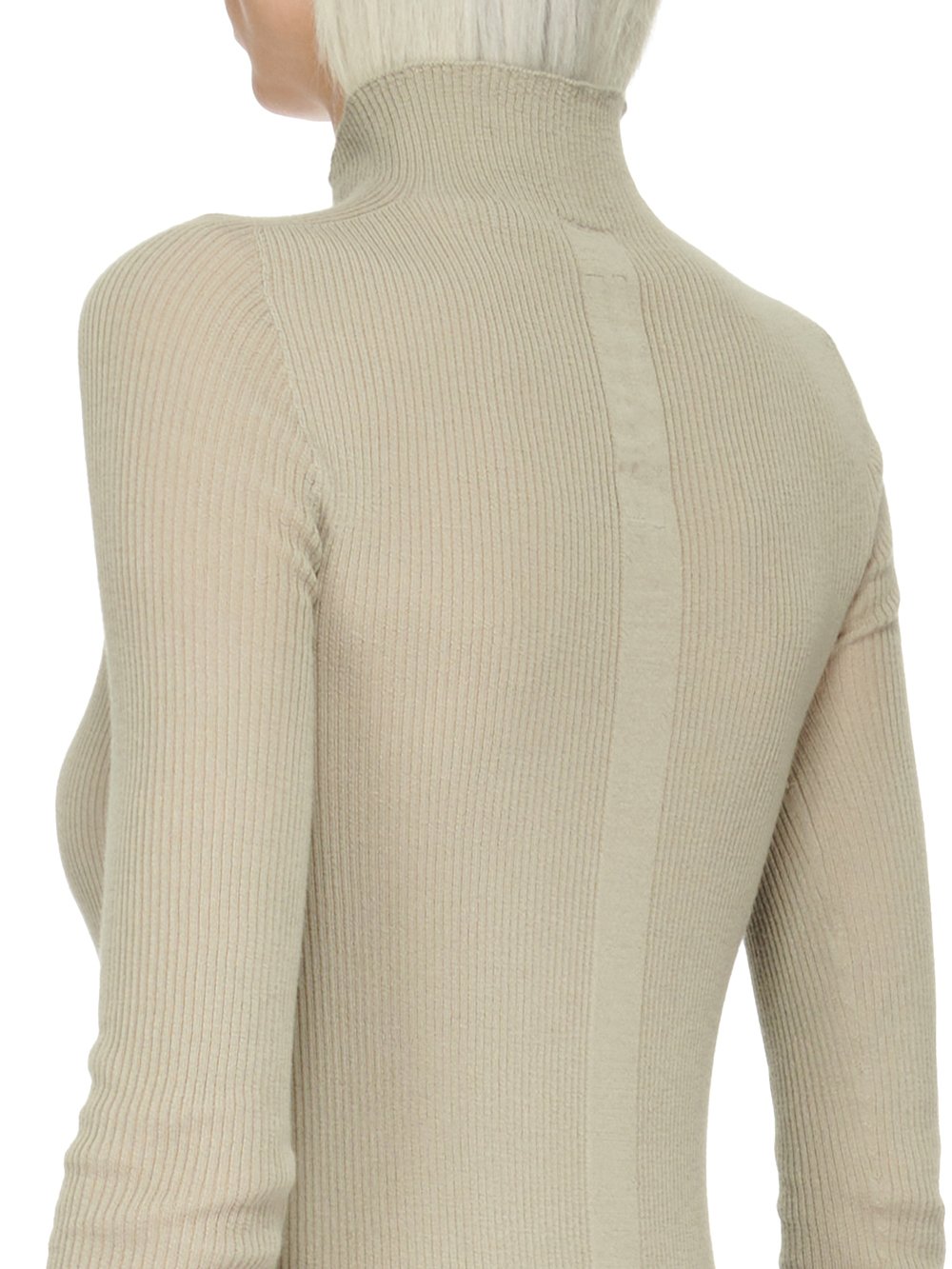 RICK OWENS FW23 LUXOR RIBBED LUPETTO IN PEARL LIGHTWEIGHT RIBBED KNIT