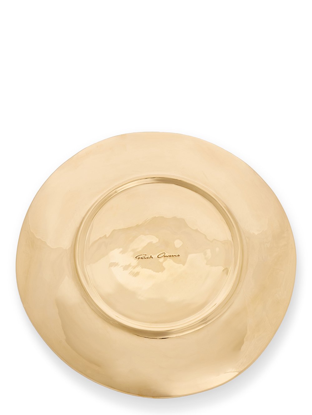 RICK OWENS LARGE PLATE IN GOLD TONE BRONZE.