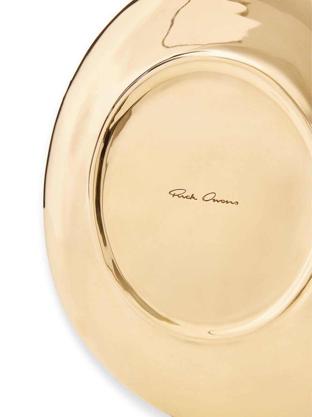 RICK OWENS LARGE PLATE IN GOLD TONE BRONZE.