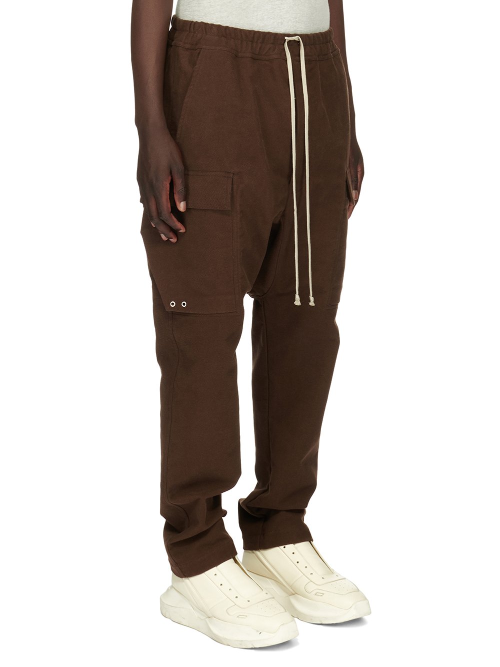 RICK OWENS FW23 LUXOR CARGO LONG IN BROWN BRUSHED HEAVY TWILL