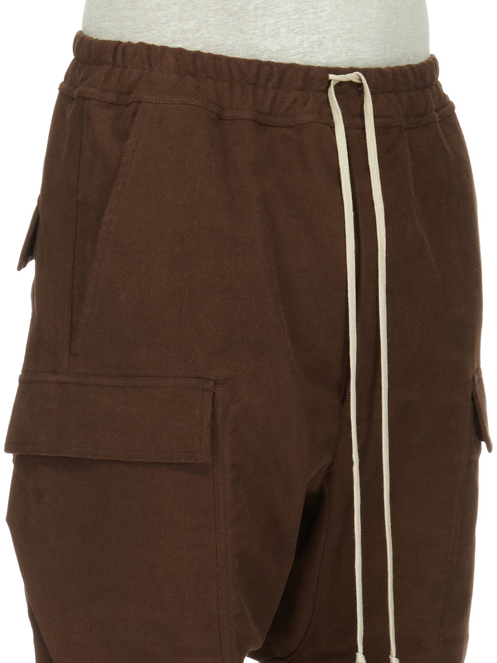 RICK OWENS FW23 LUXOR CARGO LONG IN BROWN BRUSHED HEAVY TWILL