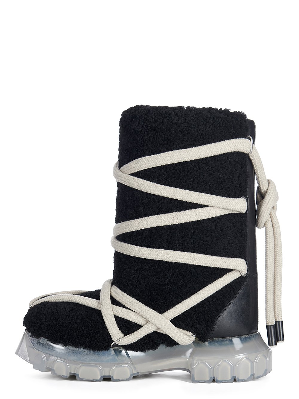 RICK OWENS FW23 LUXOR LUNAR TRACTOR IN BLACK BUTTER LAMB SHEARLING