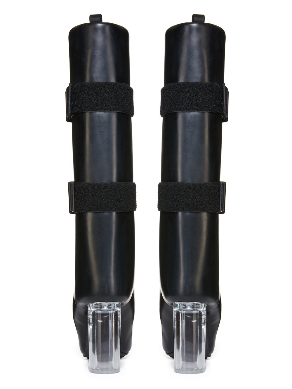 RICK OWENS FW23 LUXOR RUNWAY OPEN TOE SPLINT PLATFORMS 45 IN BLACK GROPPONE COW LEATHER